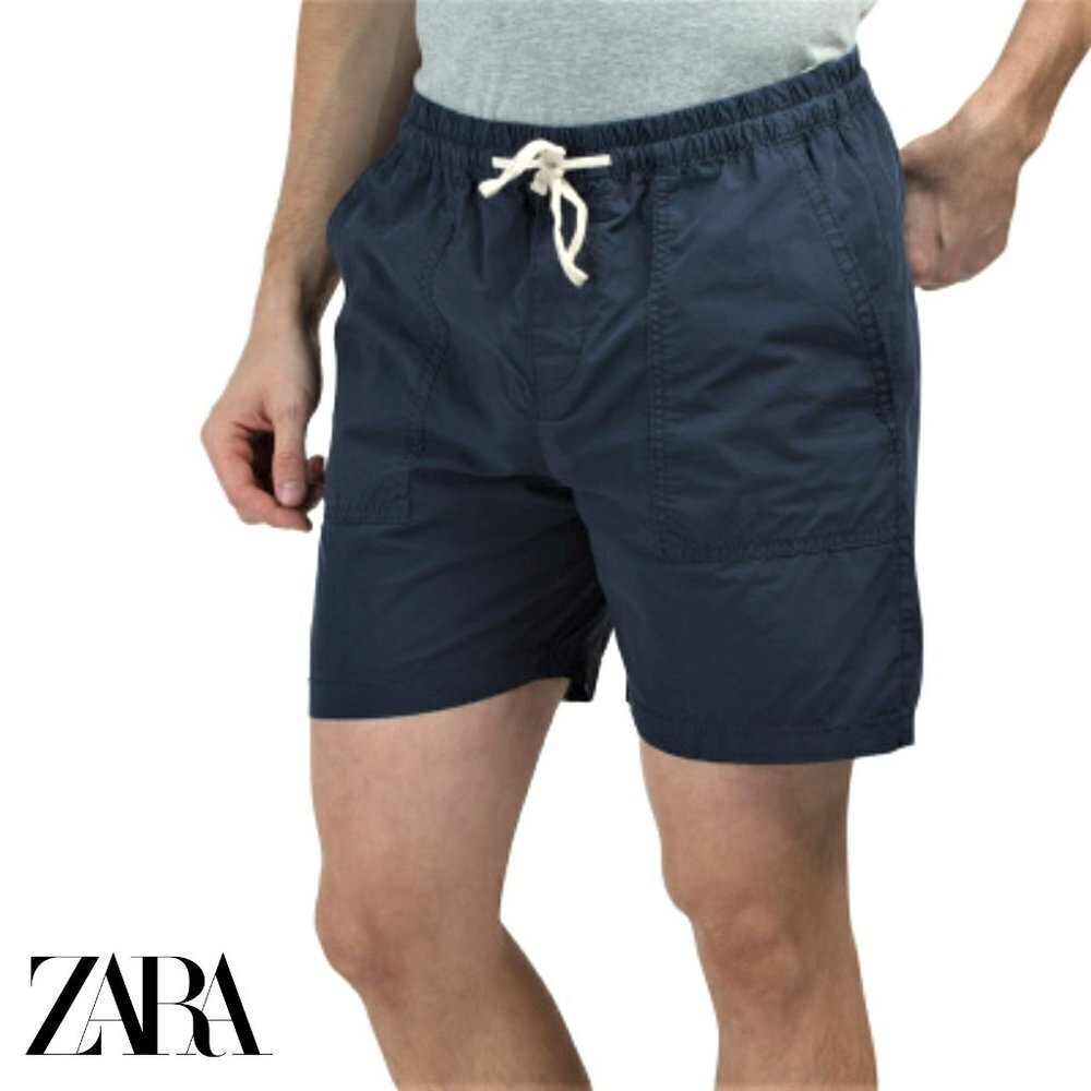 NWT ZARA Cotton Drawstring elastic waist Bermuda Shorts